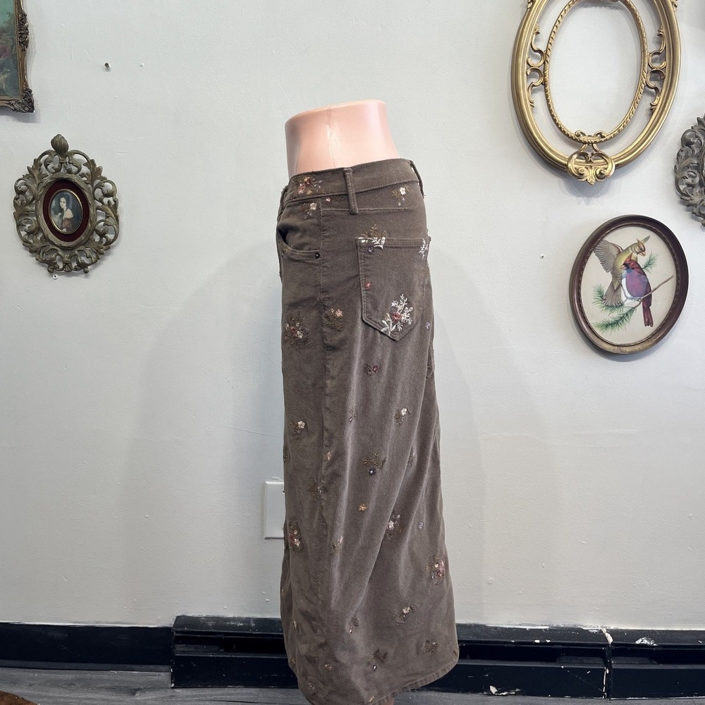 DRIFTWOOD Brown Embroidered Maxi Skirt